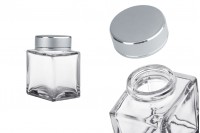 Pot en verre de luxe 100 ml avec couvercle argenté mat et bande argentée - 12 pcs