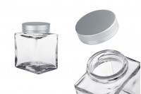 Borcan de sticla de lux 180 ml cu capac argintiu mat si dunga argintie - 6 buc