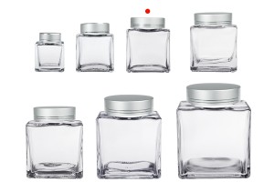 Luxuriöses Glasgefäß 180ml mit silbermattem Deckel und silbernem Streifen – 6 Stück-εικόνα_σύνθεση