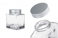 Barattolo di vetro di lusso da 280 ml con coperchio argento opaco e striscia argento - 6 pz