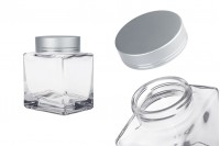 Luxury glass jar 280 ml with silver matte lid and silver stripe - 6 pcs