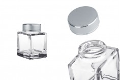 Barattolo di vetro di lusso da 50 ml con coperchio argento opaco e striscia argento - 6 pz