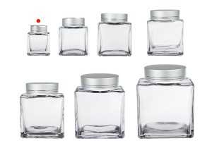 Luxuriöses Glasgefäß 50ml mit silbermattem Deckel und silbernem Streifen – 6 Stück-εικόνα_σύνθεση