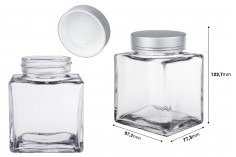 Luxuriöses Glasgefäß 500 ml mit silbermattem Deckel und silbernem Streifen – 6 Stück