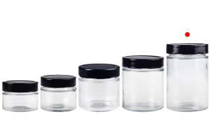 Cylindrical glass jar 500 ml with black cap T.O 82 Deep - 60 pcs-εικόνα_σύνθεση