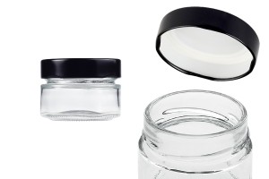 Zylindrisches Glasgefäß 75 ml mit schwarzem Deckel T.O 63 Deep - 160 Stk-εικόνα_προϊοντική