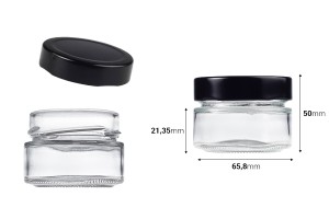 Zylindrisches Glasgefäß 75 ml mit schwarzem Deckel T.O 63 Deep - 160 Stk-εικόνα_διαστάσεις