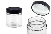 Cylindrical glass jar 100 ml with black lid T.O 58 Deep - 160 pcs