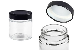 Pot cylindrique en verre 100 ml avec couvercle noir T.O 58 Deep - 160 pcs-εικόνα_προϊοντική