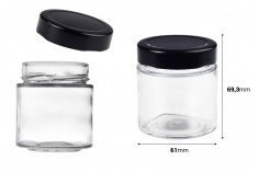Vaso cilindrico in vetro 100 ml con coperchio nero T.O 58 Deep - 160 pz
