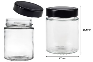 Zylindrisches Glasgefäß 180 ml mit schwarzem Deckel T.O 63 Deep - 120 Stk-εικόνα_διαστάσεις