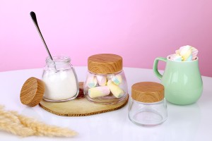 Glasdose 280 ml mit Kunststoffdeckel im Holzdesign - 6 Stk-εικόνα_σύνθεση