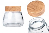 Glasdose 360 ml mit Kunststoffdeckel im Holzdesign - 6 Stk