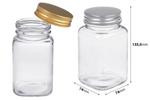 Γυάλινο βάζο 500 ml με καπάκι αλουμινίου - 12 τμχ-εικόνα_διαστάσεις