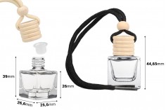 Flacone deodorante per auto a forma di cubo da 7 ml con tappo e tappo in legno - 25 pz