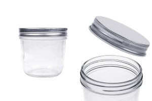 Pot en verre 300 ml avec couvercle en aluminium argenté - 6 pcs-1