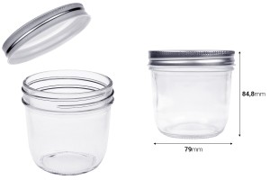 Pot en verre 300 ml avec couvercle en aluminium argenté - 6 pcs-2