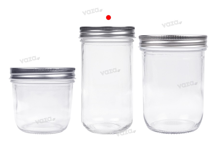 Glass jar 350 ml with silver aluminum cap - 6 pcs