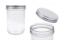 Glass jar 450 ml with silver aluminum lid - 6 pcs