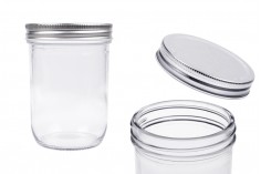 Glass jar 450 ml with silver aluminum lid - 6 pcs