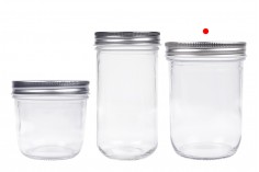 Glass jar 450 ml with silver aluminum lid - 6 pcs