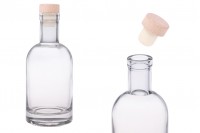 Sticlă rotundă de sticlă de 200 ml cu dop de silicon și cap de lemn