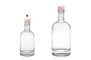 200 ml runde Glasflasche mit Silikonstopfen und Holzkopf-bildgruppe