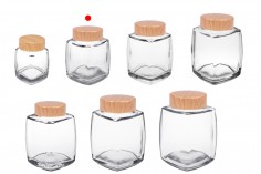 Glasdose 100 ml mit Kunststoffdeckel im Holzdesign - 6 Stk