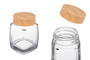 Barattolo di vetro da 50 ml con coperchio in plastica con design in legno - 6 pz-εικόνα_προϊοντική