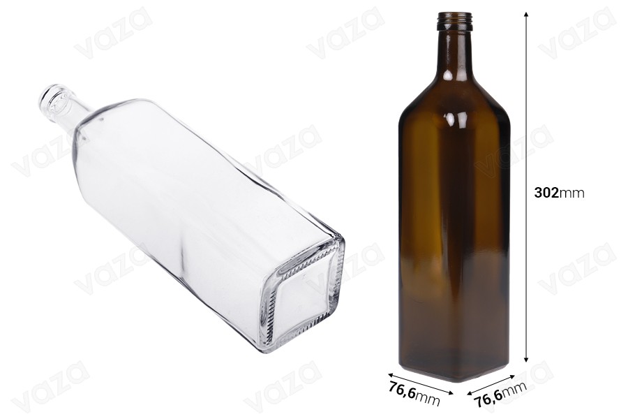 1000 ml Marasca glass bottle with PP spout 31.5 - 35 pcs 1000 ml Marasca glass bottle with PP spout 31.5 - 35 pcs-image_dimensions