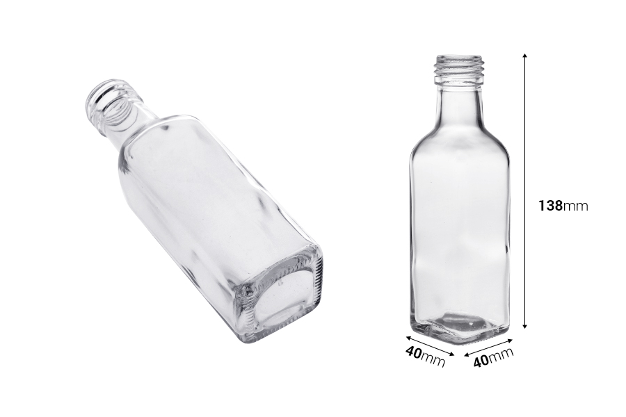 Γυάλινο μπουκάλι 100 ml διάφανο Marasca με στόμιο PP 25 - 120 τμχ
