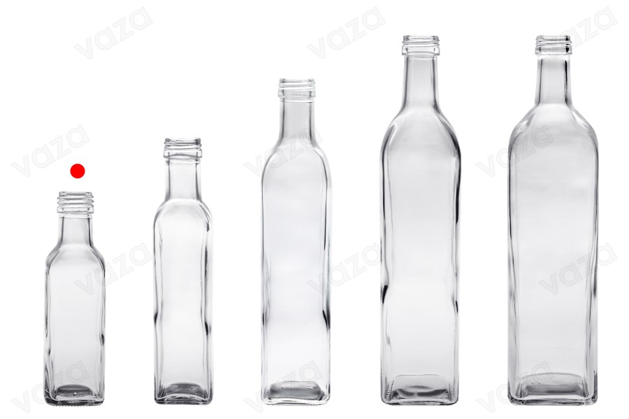 Bottiglia in vetro 100 ml Marasca trasparente con beccuccio PP 24 - 120 pz-gruppo_immagini