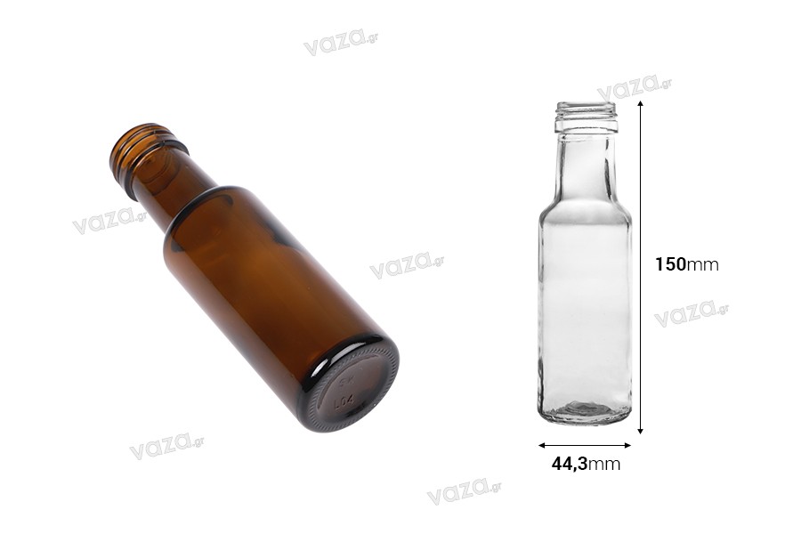 Γυάλινο καραμελέ μπουκάλι 100 ml Dorica με στόμιο PP 31.5 - 120 τμχ