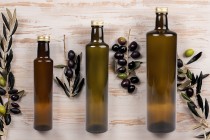 Glass bottle 1000 ml Dorica caramel with spout PP 31.5 - 30 pcs