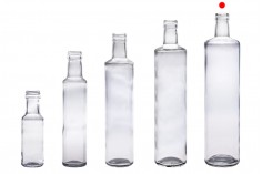 Bottiglia in vetro 1000 ml Dorica trasparente con beccuccio PP 31,5 - 35 pz