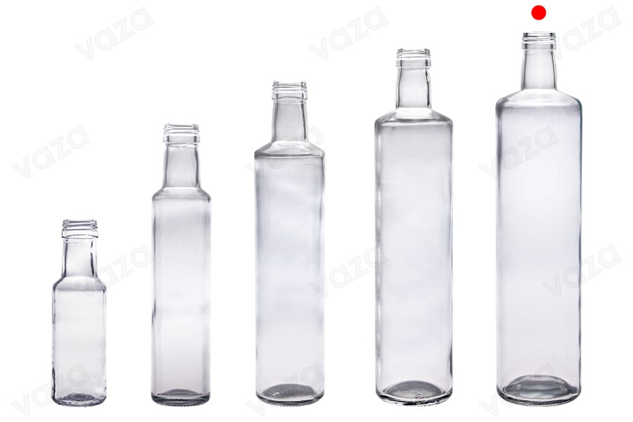 Bouteille en verre 1000 ml Dorica transparent avec bec verseur PP 31,5 - 35 pcs-photo_groupe