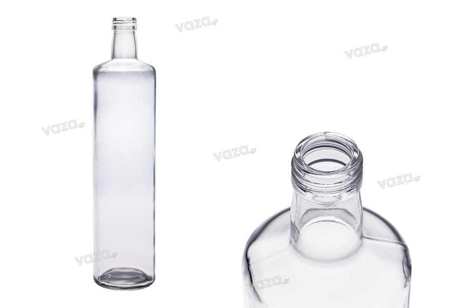 Γυάλινο μπουκάλι 1000 ml Dorica διάφανο με στόμιο PP 31.5 - 35 τμχ