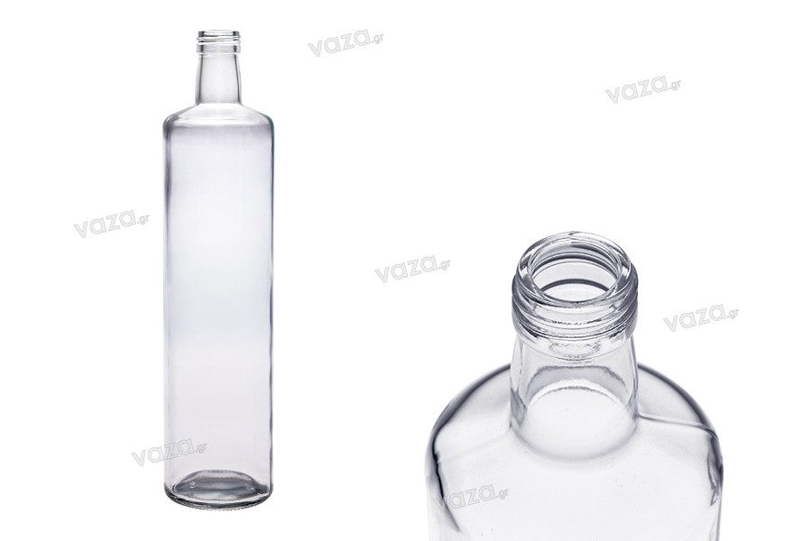 Glass bottle 1000 ml Dorica transparent with spout PP 31.5 - 35 pcs