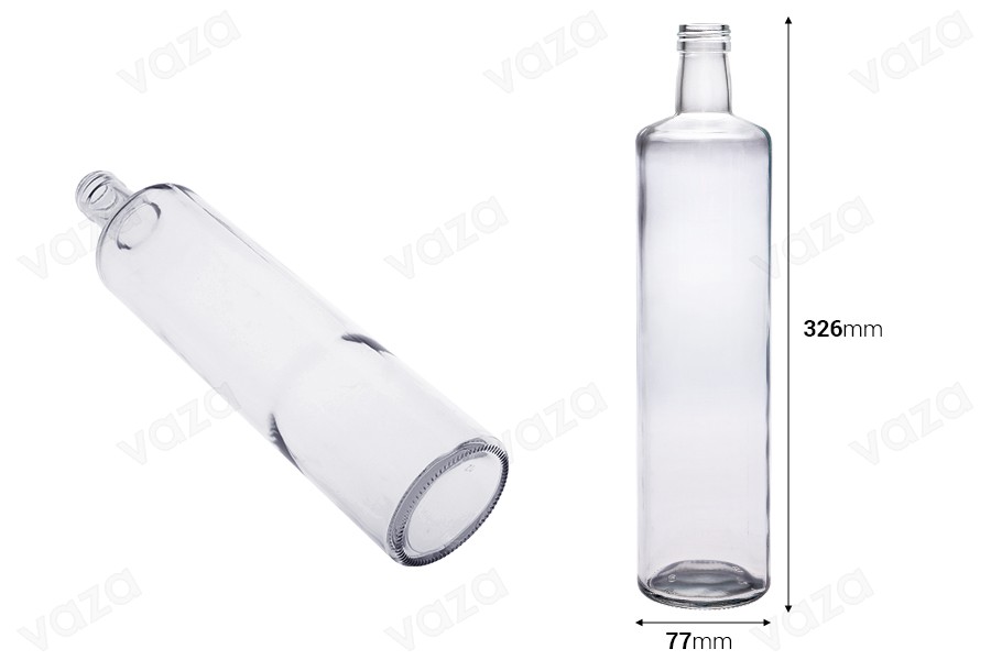 Bouteille en verre 1000 ml Dorica transparent avec bec verseur PP 31,5 - 35 pcs-photo_dimensions