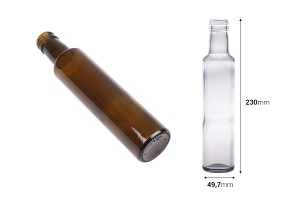 Glasflasche 250ml Dorica mit Ausgießer PP 31,5 - 60 Stk-εικόνα_διαστάσεις