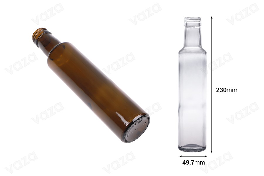 Glasflasche 250ml Dorica mit Ausgießer PP 31,5 - 60 Stk-bildabmessungen