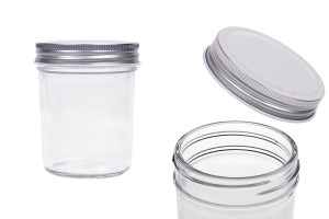 Barattolo in vetro 200 ml con coperchio in alluminio argento - 6 pz-εικόνα_προϊοντική