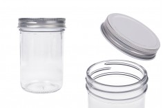 Glass jar 250 ml with silver aluminum lid - 6 pcs