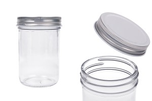 Glasgefäß 250ml mit silbernem Aluminiumdeckel - 6 Stk-1