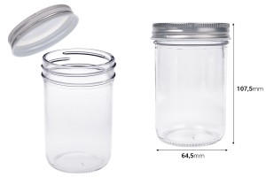 Glasgefäß 250ml mit silbernem Aluminiumdeckel - 6 Stk-2