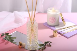 Flacon décoratif en verre gaufré 170 ml pour diffuseur à roseaux avec bouchon en silicone-3