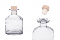 Κομψό γυάλινο μπουκάλι 250 ml με φελλό με ξύλινη κεφαλή