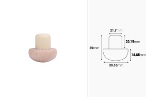 Rundkorken aus synthetischem Silikon mit Holzkopf - Ф 22 mm-εικόνα_διαστάσεις