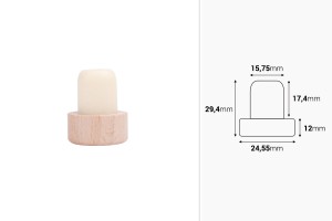 Rundkorken aus synthetischem Silikon mit Holzkopf - Ф 16 mm-imazh_dimensione
