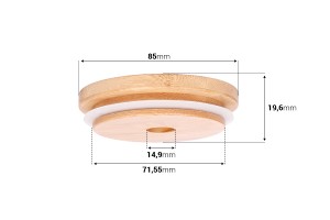 Holzdeckel mit Loch und Gummi für Gläser mit Innenhalsdurchmesser 70,5 mm-bildabmessungen